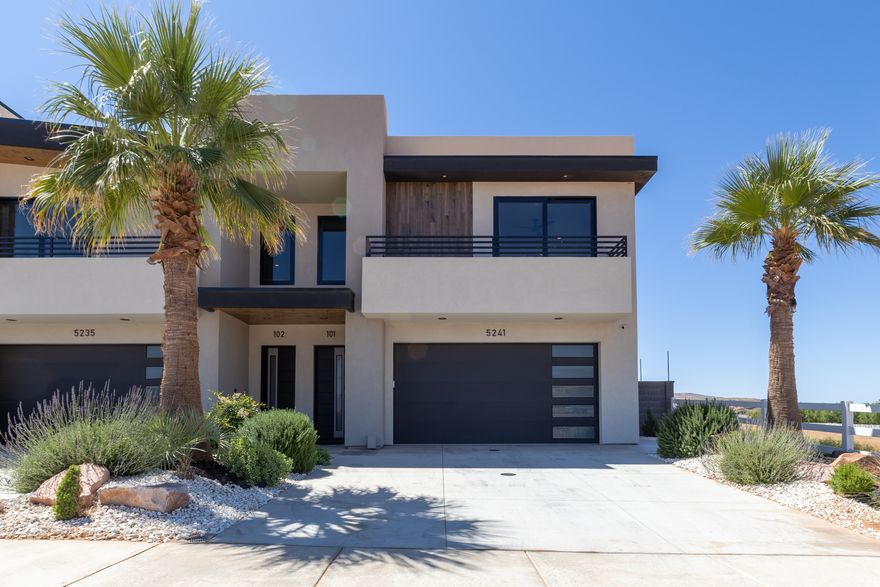 If you're looking for an investment property or a family vacation home that you can rent on the side, definitely add this to your list. Not just hype, here's why we say that. First off, the finishes - everything is beautiful and luxurious, but also durable. Nightly rentals have a lot of traffic. You don't want vinyl or carpet, you don't want builder grade cheap cabinets, or normal vinyl windows. This unit has tile throughout, solid wood drawers with dove tail joinery, soft close slides, and commercial grade Low-E 366 windows with the thermally broken aluminum frames. Open web trusses between levels filled with insulation for maximum sound deadening and more efficient HVAC duct flow. Tile baseboard in the bathroom so you'll never get that typical swelling and discoloring of mdf base. Backyard misting system to keep the summer cool, private hot tub, putting green and palm tree, epoxy flooring in the garage, under-shelf lighting in the living room surrounding the 60'' fireplace and TV, 3cm granite countertops, a butler pantry, soaker tub and double showered in master, tile showers in other bathrooms too - and so many more little details. Also, property comes fully furnishes just as it is. Secondly, the amenities. 10,000 sq ft clubhouse covered in luxury as well, event space, restaurant and bar, golf simulators, arcades, pool, action river, hot tubs, surf machine, cabanas, splash pad, and more. Tons of fun and tons of relaxation for all ages, and a huge reason for guests to choose your home when coming to vacation in Southern Utah. Come take a tour. appointment needed, unit is often occupied. Listing agent or rep will meet you on site to guide you through the amenities. Buyer to verify all info.
