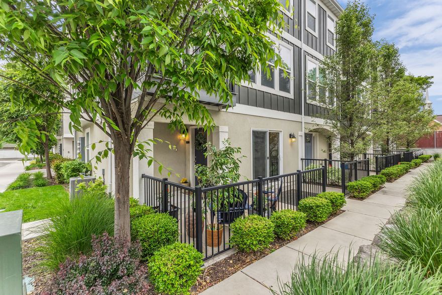 Modern move in ready townhome ideally located in the heart of Murray, very close to parks, gyms, grocery, coffee shops and restaurants. Step inside to find a large foyer with sliding glass doors that lead to a peaceful patio. Large open living room is adorned with views of the mountains and an inviting balcony, the open kitchen, dining space is flooded with light, well appointed island and huge pantry. Stunning views of Mt. Olympus as you wake up every morning in this oversized bright primary bedroom retreat w/ walk-in closet, large double vanity and shower.  Updates include new refrigerator, serviced a/c unit, smart thermostat and smart garage door MyQ app.  Square footage figures are provided as a courtesy estimate only and were obtained from county records.  Buyer is advised to obtain an independent measurement and confirm all details.