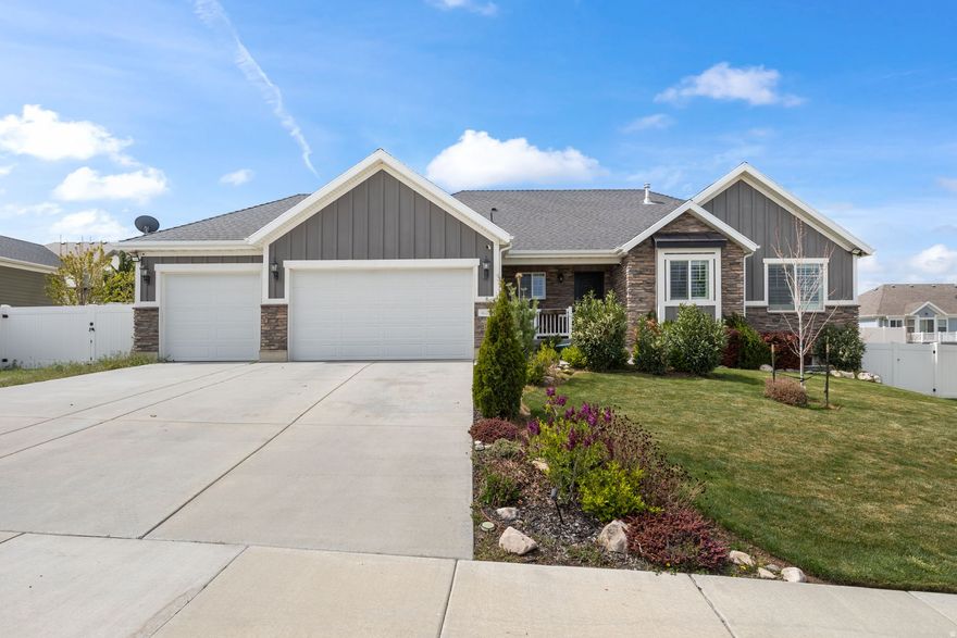 This is the kind of home that just makes sense the moment you walk in. Located across from open green space with mountain views, this well-maintained rambler offers move-in ready living with real upside already underway. The main level features an open layout with vaulted ceilings, abundant natural light, and a spacious great room that flows into the kitchen with granite countertops and quality finishes. Outside is where it stands out-a built-in outdoor kitchen that's actually functional, perfect for entertaining or relaxing with the mountain backdrop. Downstairs, the basement is already framed for additional bedrooms, a bathroom, and a large family room, giving you a clear path to expand and build equity. A 3-car garage with epoxy floors, plantation shutters, and a flexible, functional layout round it out-all in a quiet neighborhood close to parks, commuter routes, and everyday amenities.