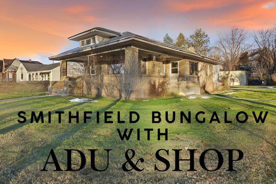 This timeless all-brick bungalow offers comfort, character, and beautiful mountain views. A welcoming front porch invites you to relax and enjoy the surroundings, while the fully fenced property provides both privacy and space. Inside, the home features plantation shutters throughout, a spacious formal dining room perfect for gatherings, and a thoughtfully designed layout filled with natural light. The property also includes a detached owner ADU, ideal for extended family, guests, or rental income along with a separate shop for hobbies, projects, or additional storage. A two-car garage adds convenience and ample parking. Outdoors, enjoy expansive yard space perfect for gardening, or entertaining,  Come see it for yourself; you won't be disappointed.