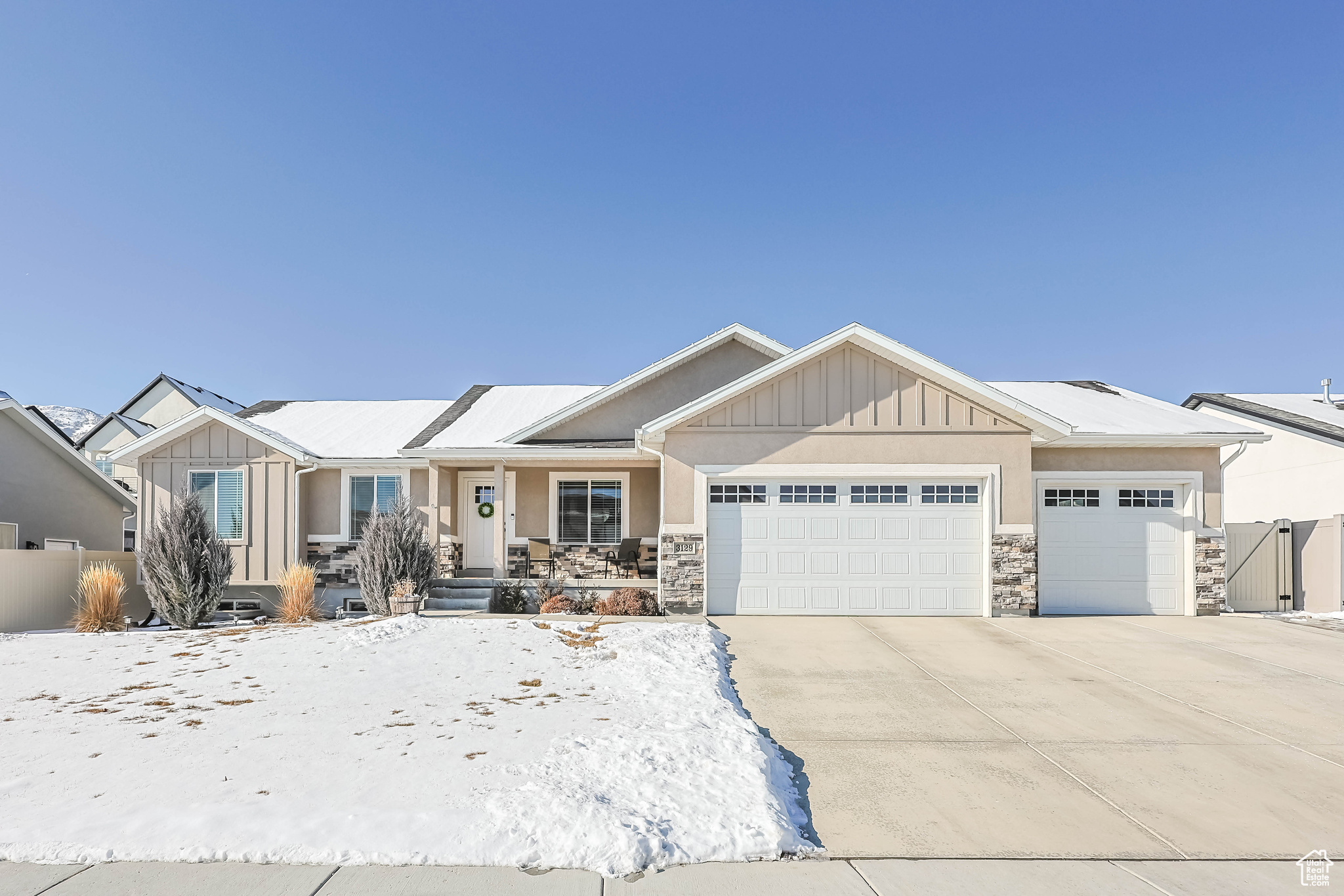 Fully finished home with oversized 3 car garage. Garage is 28 feet deep, big enough for a boat, full size truck, and lots of tools and toys. Incredible views of Utah Lake and Mount Timpanogos from your front porch. Welcome to this beautifully crafted 6-bedroom, 3-bathroom home, originally built with quality and care by Pride Built Homes. The open-concept kitchen, dining, and living areas provide the ideal layout accented with a rustic gas fireplace. The fully finished basement adds 3 more bedrooms, open family room, and large unfinished storage room. Outside, you'll find a fully landscaped and fenced yard, ready for summer gatherings! Did we mention how big the garage is yet? Square footage per county record. 3rd bedroom does not have closet.