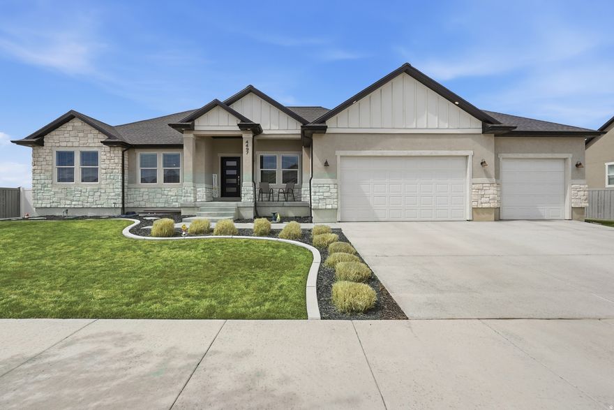 Built in 2021 by Edge Homes, this beautifully maintained Landon floor plan offers the appeal of newer construction with valuable upgrades already complete. Situated on a corner lot with Brandon Park directly behind, the home enjoys added privacy with no backyard neighbors. The backyard is ready to enjoy with professionally installed landscaping, fencing, and a gas fire pit. The basement also includes a radon mitigation system for added peace of mind. Located within walking distance of the Eagle Mountain rodeo grounds and just down the street from the new Rose Ranch subdivision, this property combines convenience, privacy, and outdoor enjoyment with no HOA. Square footage figures are provided as a courtesy estimate only and were obtained from county records. Buyer is advised to obtain an independent measurement. All information is deemed reliable but is not guaranteed. Buyer is advised to independently verify all information, including square footage, lot size, schools, and any other information material to the buyer. Licensed real estate agent is the owner of the property.