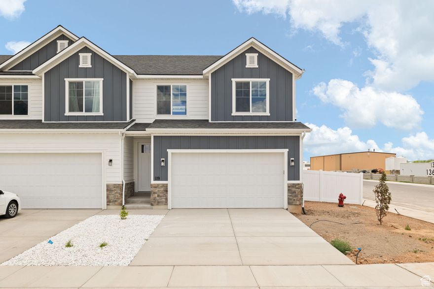 END UNIT! SPECIAL FINANCING/INCENTIVES AVAILABLE-$12,500 credit available toward closing costs and/or rate buydown when financing with builder's preferred lender (terms apply; subject to lender underwriting). Additional 1% origination fee credit with preferred lender (terms apply). PUD/townhome (not a condo), which may expand financing options (no condo warrantability). HOA $112/mo covers exterior maintenance + reserves. Fully fenced, private, gated backyards. 9' ceilings, quartz counters, custom cabinets, open layout; large 2-car garage (~20' deep). Upgrades available. ~5 minutes to I-15; between Central Valley Medical Center and Nebo Market; close to golf & ATV trails. Ample street/designated parking + community RV/boat parking. Site prepared per geotechnical recommendations, including over-excavation and placement of structural fill (documentation available). FHA/VA financing eligible; ask about 100% financing options if eligible. Sq ft per plans; buyer/broker to verify all info.