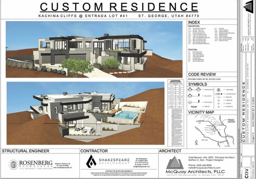 Experience elevated desert living in this remarkable custom home by Shakespeare Development, offering over 7,000 square feet of luxury and design excellence. Perfectly positioned to capture the breathtaking red rock views, this residence seamlessly blends modern architecture with the natural beauty of its Entrada surroundings. Designed for both comfort and entertaining, the home features two expansive levels, two family rooms, a private gym, and an inviting office. The gourmet kitchen and open-concept living spaces flow effortlessly to the incredible outdoor living area, where a resort-style pool and multiple lounging spaces create the ultimate retreat. With 4 spacious bedrooms, 6 luxurious bathrooms, and an oversized 5.5-car garage, every detail has been thoughtfully crafted for an unparalleled lifestyle of sophistication and comfort.