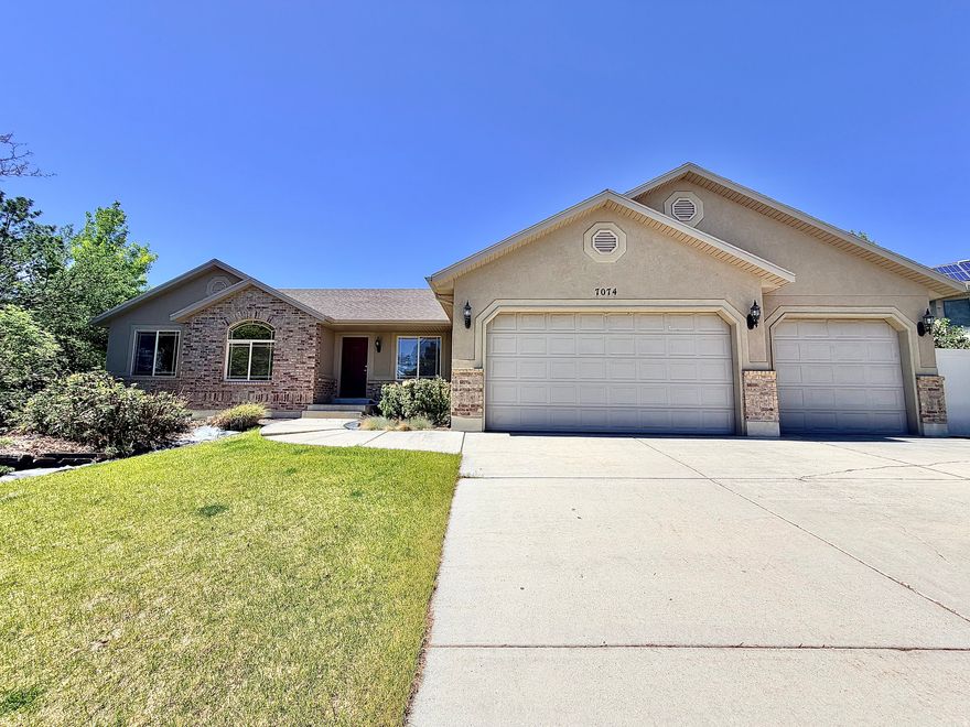 You get single level living in this spacious rambler with a 3 CAR GARAGE!  Great OPEN FLOOR PLAN, with VAULTED CEILINGS and FIREPLACE! The bright and roomy kitchen includes a large island and a newer range with air fryer.  French doors open from the dining area out to a deck and patio, which is the perfect flow for entertaining and grilling! The primary bedroom features a walk-in closet and an ensuite bath with separate tub and shower.  HVAC SYSTEM with air purifier replaced in 2022, water heater replaced in 2026.  Basement has 3 bedrooms, bathroom and is waiting for you to complete and put your own personal touch on the family room. POOL TABLE included.  Storage shed. Drip system and garden beds! Fantastic area, close to shopping and dining!