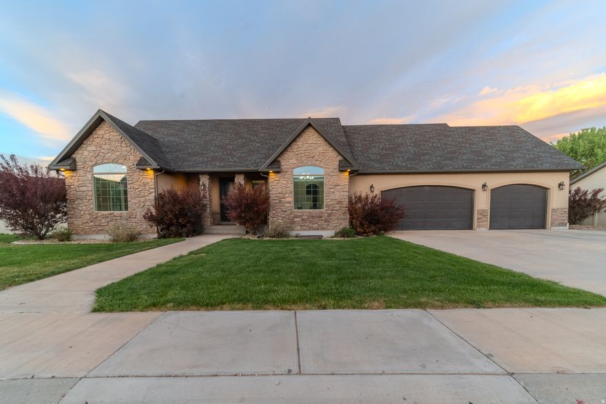 Welcome to this beautiful 5-bedroom, 3-bath rambler in the desirable Park Ridge Estates neighborhood of Roosevelt. Built in 2008 and offering nearly 4,000 square feet of living space, this move-in ready home combines comfort, functionality, and room to grow in the heart of the Uintah Basin.  Step inside to an open-concept layout, featuring granite countertops, and spacious living areas perfect for entertaining or everyday living. The home is wired for surround sound, creating the perfect setup for movie nights, game days, or hosting guests. The fully finished basement adds incredible flexibility with additional bedrooms, living space, and storage options ideal for growing families, guests, or a home office setup.  Situated on a generous 0.34-acre lot in a quiet neighborhood, this property also features a heated 3-car garage, central air, concrete driveway, and an open patio ready for relaxing summer evenings. Outside, you'll also find a finished shed with power-perfect for a workshop, hobby space, storage, or additional workspace. Enjoy the balance of peaceful residential living while still being close to schools, shopping, and local amenities.  If you're searching for a spacious home for sale in Roosevelt Utah with upgraded features, a finished basement, heated garage, and functional outdoor space, this one checks all the boxes. Schedule your private showing today!