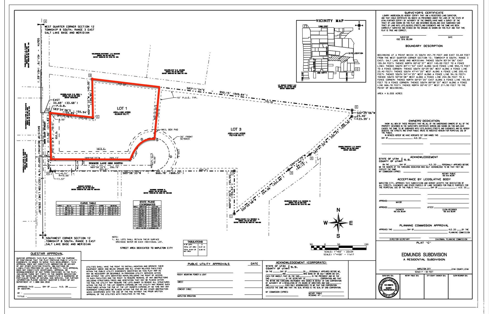 SOMMER / EDMUNDS SUBDIVISION - Land