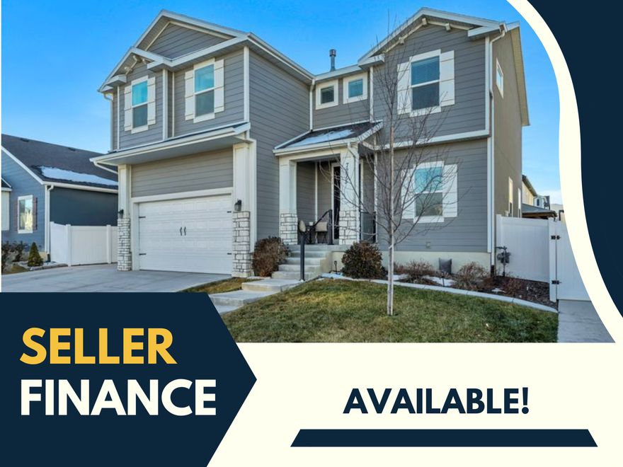 SELLER FINANCING AVAILABLE  FLEXIBLE TERMS Seller financing available with a down payment of approximately $195,000 and an attractive 4.99% interest rate. Estimated PITI payment of $2,656 plus $39 HOA, based on $1,100 annual home insurance. Seller's current mortgage balance is approximately $445,000. This option provides an excellent opportunity to purchase without traditional mortgage requirements. Property Overview Beautifully maintained 6-bedroom, 3.5-bathroom home offering exceptional space and flexibility. The layout accommodates a variety of lifestyles and includes a separate mother-in-law apartment with its own entrance, two bedrooms, laundry area, and double-lock door for privacy-ideal for extended family or rental income. Features & Finishes 9-foot ceilings on main floor and basement Upgraded cabinets, countertops, and flooring throughout New carpet just installed Spacious driveway and ample street parking Well-maintained and move-in ready condition Location Located in the heart of Eagle Mountain, near outdoor amenities such as Kiowa Valley Trail, Roadrunner Mountain Biking Trailhead, and Flintstone Trail. Close to Silver Lake Elementary, Ridley's Market, and Silver Lake Amphitheater Park for added convenience. Investment Potential Excellent rental and income potential: Entire home previously leased for $3,550/month Separate rental estimates: upstairs ~$2,275/month, basement ~$1,350/month (tenants typically cover one-third of utilities) This flexible configuration provides opportunities for owner-occupancy with income or a full investment property setup.
