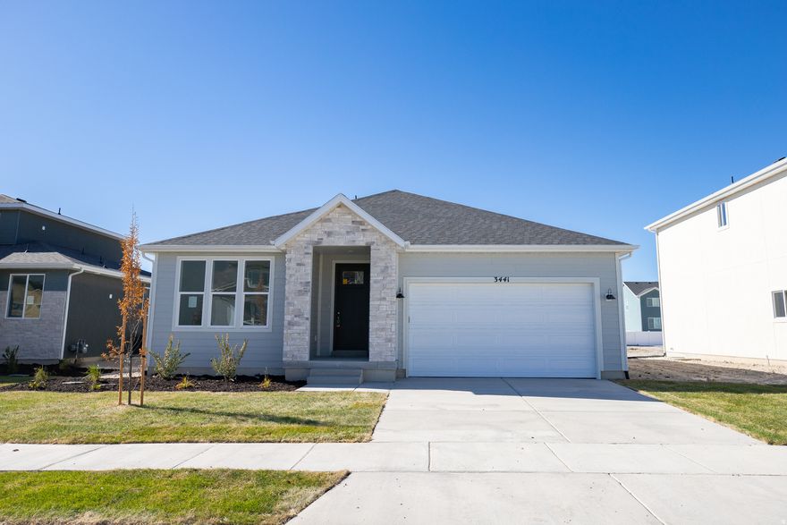AMAZING $15,000 INCENTIVE TOWARDS CLOSING COSTS, RATE BUYDOWN, OR PRICE REDUCTION REGARDLESS OF LENDER! ALSO possible 4.99% interest rate (speak with agent for conditions)! Must-see Parkway Fields Community in Eagle Mountain! Move-in ready! This beautiful home built by Flagship Homes features 3 bedrooms, 2 bathrooms, quartz slab countertops, painted cabinets, laminate flooring on the main level, vaulted ceilings on the entire main level, landscaped front yard, green space to the rear, 2 car garage, and backyard (can be landscaped for an additional charge). The green space leads to a large park. The primary bedroom has a vaulted ceiling, large walk-in closet, and dual sinks with a separate tub/shower. With an unfinished basement, this home provides space for storage and room to grow. (If preferred, basement can be finished for an additional charge.) Call for more information or stop by our model home at 1546 E. Starling Lane, Eagle Mountain for a tour. Model home hours: Monday-Saturday 11 AM - 6 PM. Buyers to verify all information. Square footage is from house plans.