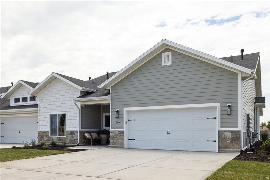Welcome to this beautiful home located in the highly sought after Sadie's Glenn Vistas in Syracuse, Utah. Adjacent to Jenson Pond and Glen Eagle Golf Course, this home sits in a prime location. Sitting on the end lot, you only have one immediate neighbor, enhancing your peaceful environment. Inside, this home offers abundant natural light, and a convenient floor plan designed for 55+ living. The entire home boasts 9 ft ceilings throughout. Enjoy a kitchen that flows seamlessly to your dining area, giving you mountain views through your glass sliding doors to the back patio. This outdoor space is created for hosting, relaxation, and enjoyment. The primary suite is ideally tucked off from the great room, offering a spa-like en-suite bathroom, and a walk in closet. As seen photos are depictions of what the home is to look like. This home is set to receive CofO on September 2nd. Reach out to me and let's get you in the design room today to customize your new home!