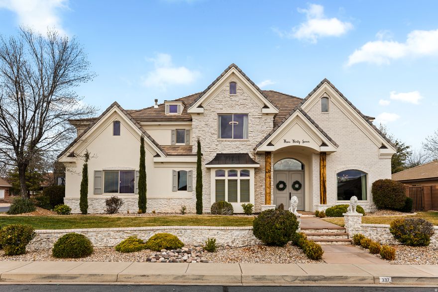 Experience elevated desert living in this beautifully renovated 5 bed, 3.5 bath home nestled in the heart of Ivins. This spacious residence offers bright, open living areas, a dedicated office, a primary floor casita, and a private movie theater room perfect for entertaining. This home includes a Control4 System and Trimlights holiday lighting. Upstairs, you'll find generously sized bedrooms with plenty of natural light, providing comfortability for family or guests. Brand-new carpet throughout adds a fresh, move-in ready feel. The spacious laundry room offers great cabinetry and counter space, making daily tasks organized and efficient. The primary suite features a large walk-in closet with its own washer/dryer, spa-like bath with a relaxing soaking tub,  gym room and covered deck to enjoy any time of day.  Step outside to enjoy a backyard retreat complete with a hot tub, fire pit, and ample space to gather. RV parking provides added convenience for all your toys.  A perfect blend of comfort, space, and lifestyle.