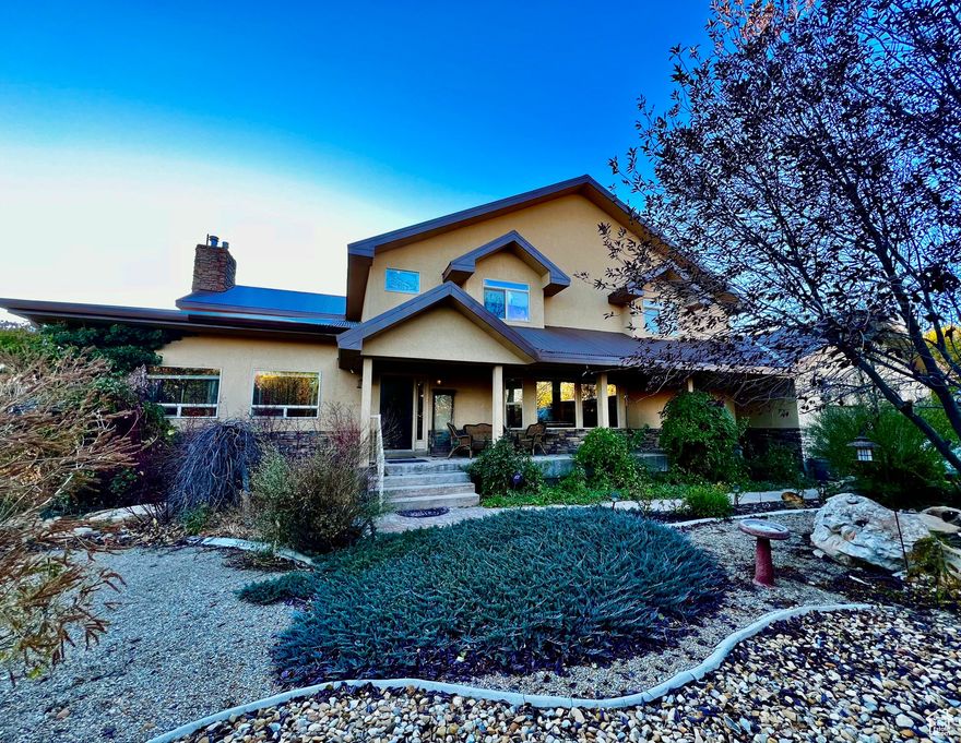 Your private paradise awaits! Step into a world of unparalleled luxury & serenity with this stunning, custom designed estate, nestled on 13.39 acres. With breathtaking views, every corner of this property promises peace, privacy, & the ultimate high end living. The main level suite features a private upstairs 270 sq ft retreat that can serve as a nursery, office or cozy sitting room where you can enjoy a gas fireplace, private deck access & stunning views! The lavish main bathroom features marble, travertine, jetted tub, walk in shower, towel warmer & has a private sauna that opens directly to deck & hot tub. This one of a kind estate features multiple studio rooms perfect for outdoorsman, craftsman, hobbiests & artists. Basement stain glass studio can be set up as 2nd kitchen. 2nd level billiards room features gas fireplace, wet bar & private deck. Basement features gift wrapping room and multiple storage rooms. Sun room has a sink and counter space perfect for a plant enthusiast! Surround sound, custom lyptus wood kitchen w  dishwasher drawer & a standard dishwasher, wall ovens & granite countertops! Outfitted with solar panels, generator, plus a wood burning exterior boiler can be used as a secondary heat source this house prioritizes sustainability without sacrifising comfort. Landscape Architect designed yard featuring: artificial rock pond waterfall, putting green, driving platform, sand trap, fruit trees & endless views! Heated & cooled ADU perfect for private office.   *Furniture, pool table, game tables, kilns, taxidermy, stained glass framing inventory and art work are negotiatable. There is aproximately 1116 sq ft of porches & decks to enjoy the spectacular mountain views! Square footage figures are provided as a courtesy estimate only & were obtained from original building plans. Buyer is advised to obtain an independent measurement. Buyer to verify all listing information, CC&Rs & HOA details that could affect this property.