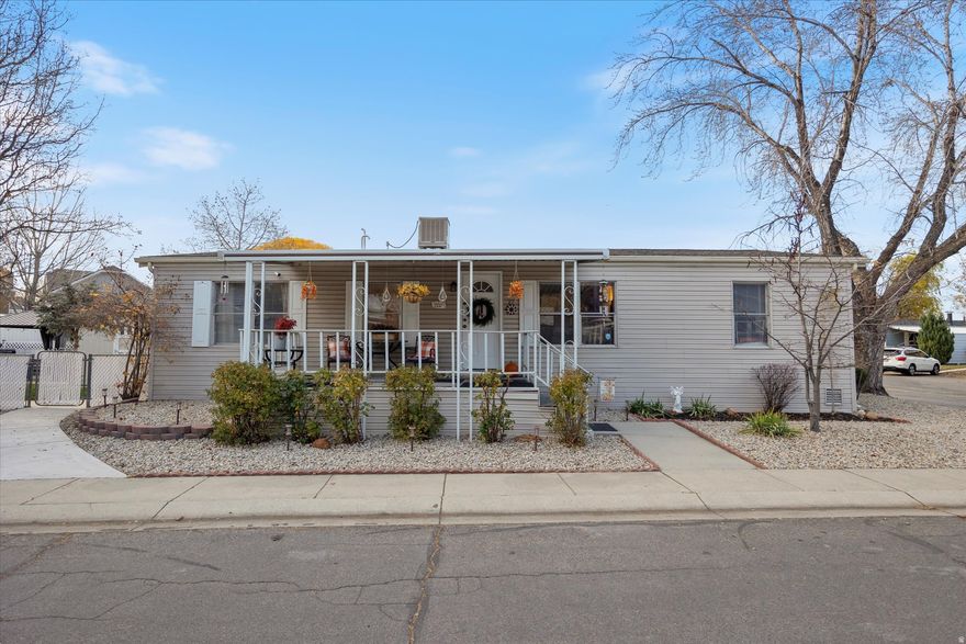 **FIRST THREE MONTHS OF LOT RENT COVERED BY SELLERS**  This move-in ready home is full of beautiful improvements including new subflooring (2024), insulation added to the top and bottom of the home (2024), new furnace (2024), renovated shower (2020), and new roof (2021).  You'll love the convenient location near I-15, The Shops at South Town, restaurants, and everyday amenities. Deposit is $1,249 and due at move-in. Lot rent is $1,249 per month. Square footage figures are provided as a courtesy estimate only. Buyer is advised to obtain an independent measurement.