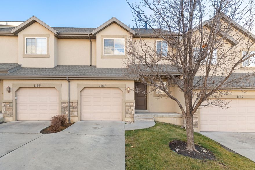 Wonderful townhome in sought after Tanglewood Estates! Perfect location easy access to freeway, shopping and to UVU! This townhome is move-in ready! Built in 2006, with 2,251 sq ft of living space, 4 bedrooms and 3.5 bathrooms. The kitchen includes a refrigerator, stove, dishwasher, and microwave. Granite countertops throughout!  Refurbished cabinetry, new LVP flooring, new carpet upstairs & new epoxy garage floor.  Washer and dryer are also included. The primary suite features a walk-in closet & separate tub and shower. The finished basement includes the 4th bedroom, family room and full bathroom! Covered front porch with wonderful mountain & lake views. Sliding glass door leading from kitchen to patio and to large open grass area. Other features include garage, ceiling fans, lots of can lighting in kitchen & dining, newer smoke alarms, blinds, draperies, shades and Utopia Fiber is available. Entire inside was painted 2 years ago.  This family friendly community also offers a playground, picnic area, open grass area and basketball court. HOA maintains all of the outside landscaping.