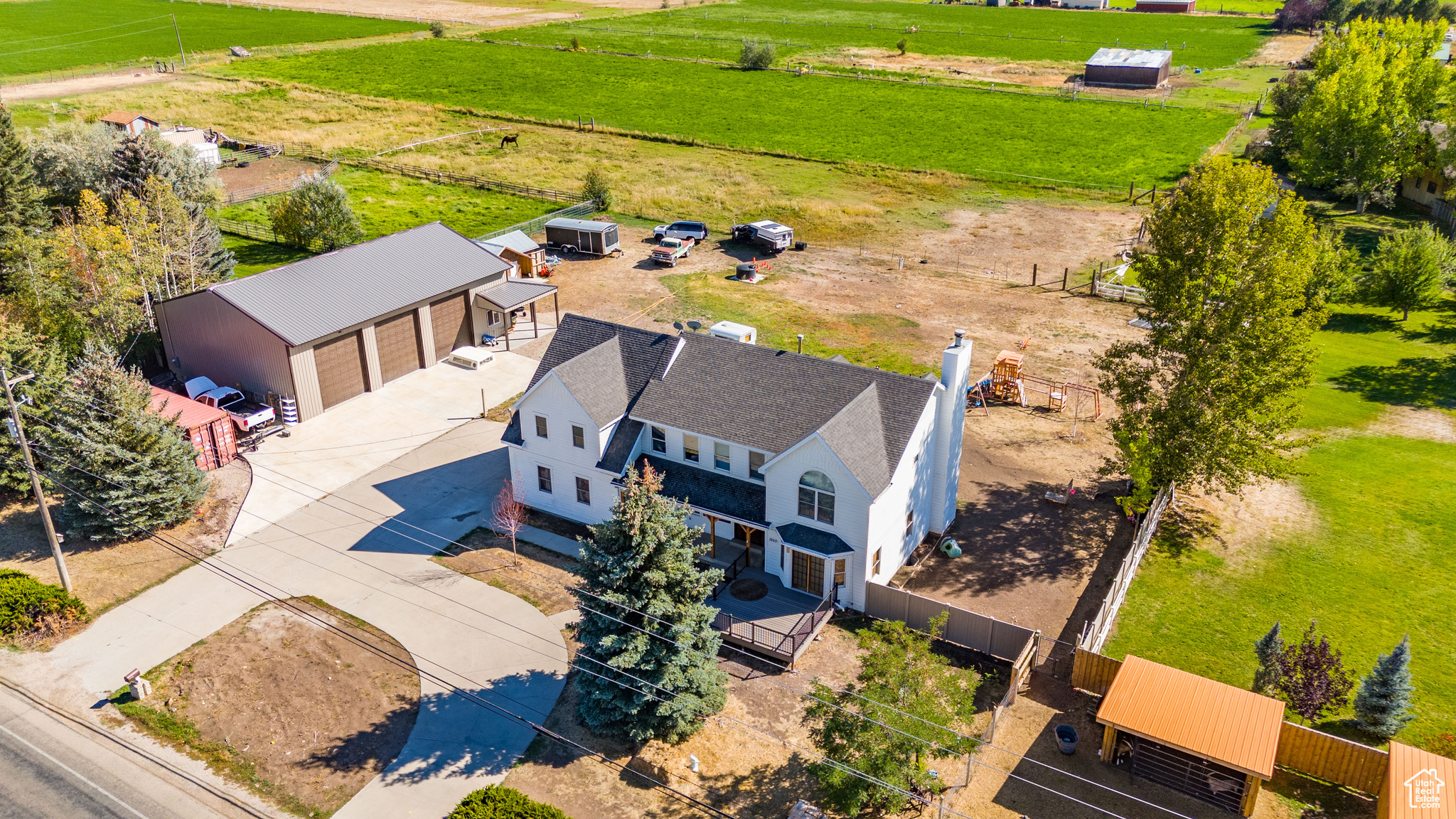 Welcome to your dream property in Heber Utah! Sitting on 1.22 Acres, with water rights and a brand new 2400 SqFt shop. This property is an absolute dream. Within 20 minutes of the home you can find yourself at Jordanelle Reservoir, Deer Creek Reservoir, Wasatch Mountain State Park, Deer Valley East Ski Resort, and Park City Mountain Resort. All of your basic amenities such as restaurants and groceries are within 10 minutes, and Heber Valley Airport is only 8 minutes away. Included in the sale will be the car lift in the garage, heaven hybrid sauna and cold plunge (worth over $15,000). The water rights are unlimited use, covers the backyard in two locations and the pasture. This is truly an excellent opportunity to come enjoy all of the benefits that living in Heber offers, with plenty of land and storage for anything that you desire.