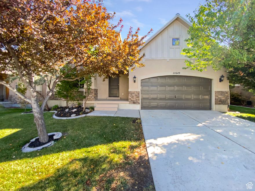 Welcome to this beautiful home in sought after Juniper Point community neighborhood of Herriman.  Boasting a cozy fireplace that adds warmth to the neutral color paint scheme and breathtaking views from floor to vaulted ceiling windows. The kitchen is a chef's dream with a center island, all stainless steel appliances, and a walk-in pantry. The primary bedroom features a spacious walk-in closet. Fresh interior and exterior paint, along with partial flooring replacement, enhance the home's appeal. Outside, enjoy a deck and a patio in the fenced-in backyard, perfect for entertaining or relaxing. The neighborhood features a community pool with clubhouse, playground, and a putting green. Hiking and Biking trails nearby. This property is a must-see for those seeking a comfortable and stylish home.. Included 100-Day Home Warranty with buyer activation