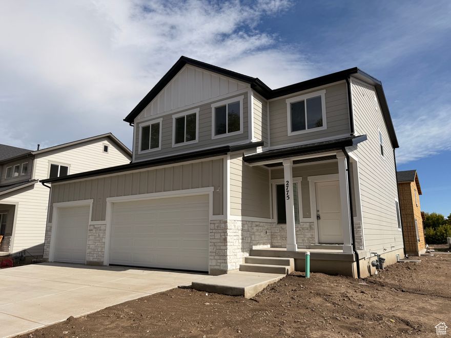 Two story home in new Magna community. Large kitchen with painted, soft close cabinetry, waterproof laminate flooring, quartz countertops, island and large pantry. The primary bedroom has two walk-in closets. The second floor also features a nice loft and laundry room with close access to the primary bedroom and additional shelves for storage. Exterior features include 3 car garage, cement fiber board siding and cultured rock with front porch. Home is west facing so the backyard will be great for enjoying summer nights in the shade of the home. Basement is unfinished but is rough plumbed for an additional bathroom. An additional family room and bedroom can also be added to the basement.