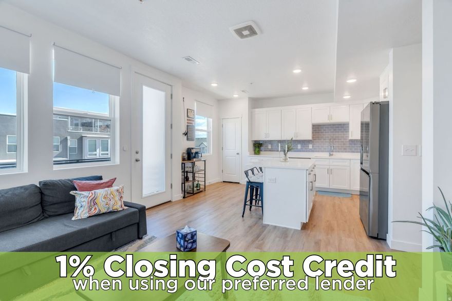 Live in the vibrant heart of Daybreak, just a short walk to the new Bees Ballpark, local restaurants, and community hotspots! This unique two-level condo features a spacious living space filled with natural light from oversized windows, a modern Kitchen with stainless steel appliances, crisp cabinetry, and a spacious pantry. Enjoy the private balcony for morning coffee or evening relaxation. Upstairs, the primary suite offers an en-suite bath and walk-in closet, while the 2nd bedroom and full bath provide the perfect setup for a guest bedroom, library, exercise room, bedroom or home office. As part of the Daybreak community, you'll enjoy access to Oquirrh Lake, miles of walking trails, BBQ areas, fire pits, playgrounds, a community pool, clubhouse, and tennis and pickleball courts-offering endless ways to relax and connect close to home. Schedule a showing and come see this beautiful daybreak gem today!