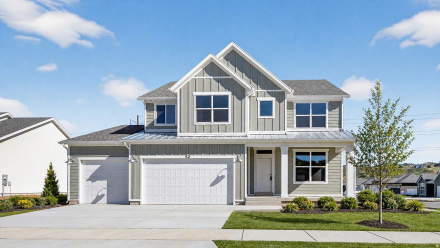 This thoughtfully designed farmhouse-style Rainier floor plan sits on a spacious .34-acre corner lot and offers 4 bedrooms and 2.5 bathrooms with beautiful modern finishes throughout. The bright, open main living area features a cozy fireplace in the great room, creating a welcoming space to relax or gather. The kitchen combines style and function with quartz countertops, elegant two-toned cabinetry, and gold hardware, along with plenty of prep space and a layout that flows easily into the main living area. Multiple living spaces provide flexibility for a home office, playroom, or additional lounge area. Additional highlights include a convenient mudroom/drop zone, an oversized 3-car garage, and an unfinished basement offering room to expand. Ideally located with easy access to Riverdale Road, Hill Air Force Base, Interstate 84, and Highway 89. Say 'Hello!' to your new home and enjoy summer nights here!