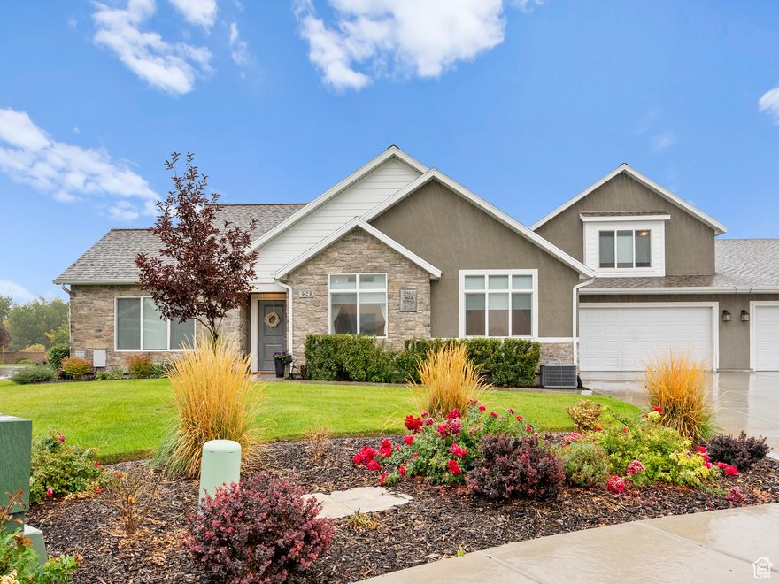 Huge price reduction with so many updates! Welcome to this stunning home in a desirable 55+ community, designed with both comfort and luxury in mind. Offering 2 bedrooms including a spacious master suite, 3 full bathrooms, an office/den, and a versatile loft/bonus room upstairs with its own utility room and deep sink, this home has space for everything you need. Recent updates include a newer roof, water softener, luxury vinyl plank flooring, upgraded carpet, custom built-in cabinets, and custom window shades that bring in natural light while maintaining privacy. The extra-deep garage bay provides the perfect spot for storage or a workshop. Thoughtfully designed and beautifully finished, this home is ready for you to enjoy your next chapter-all within a community that offers low-maintenance living and resort-style amenities for an active, worry-free lifestyle. Square footage figures are provided as a courtesy estimate only and were obtained from Utah County.  Buyer is advised to obtain an independent measurement.