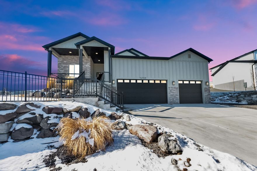 Stunning 2023-built two-story home in Herriman with no HOA and room to grow! This thoughtfully designed floor plan features 5 bedrooms, including a spacious primary suite on the main level, and two laundry rooms - one conveniently located on the main floor and another upstairs. Enjoy beautiful, modern finishes throughout, highlighted by a gas range and a bright, open kitchen perfect for entertaining.  The second floor offers additional bedrooms plus a versatile loft, ideal for a home office, media space, or play area. Situated on a generous .32-acre lot, there's plenty of room for outdoor living, future landscaping, or toys. The full unfinished basement provides endless potential for customization and added value. Complete with a 3-car garage, this nearly new home offers comfort, functionality, and flexibility in a desirable Herriman location.    Square footage figures are provided as a courtesy estimate only and were obtained from appraisal.  Buyer is advised to obtain an independent measurement.