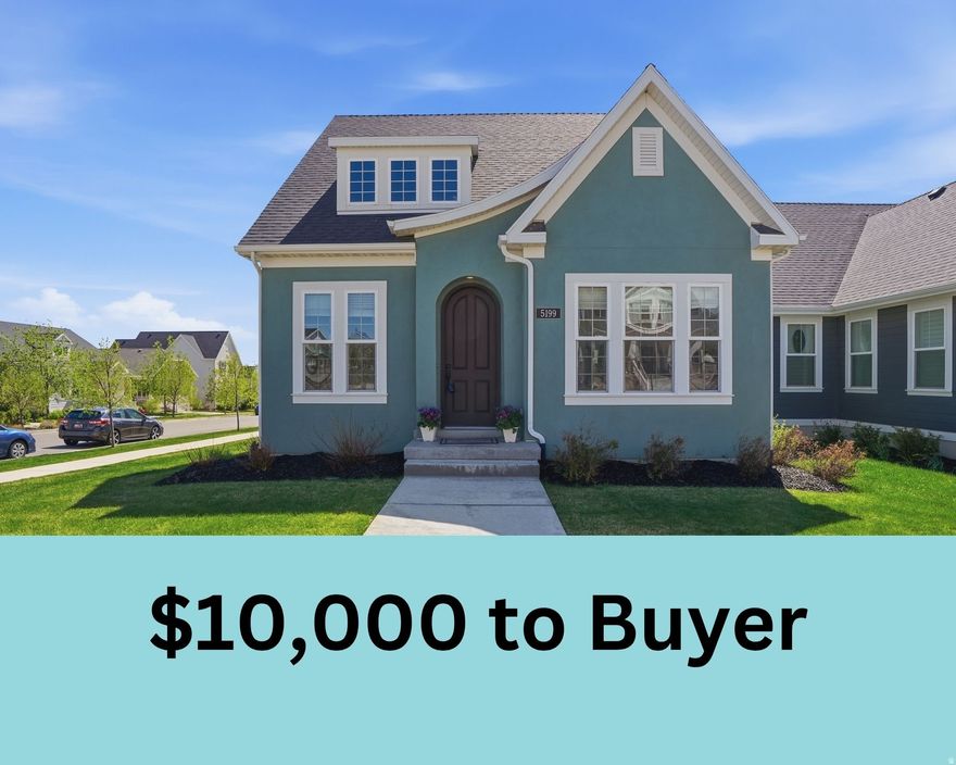 $10,000 credit from seller to buyer for closing costs, rate buydown, or price reduction. STUNNING, pristine Daybreak home, one owner, no pets or littles. It's in amazing condition! Primary Suite on the main floor, with gorgeous upgrades in the bathroom (quartz counters, oversized shower, walk-in closet, dual vanities, sep. WC). Laundry and living areas on the main floor. Windows and eastern, morning sun into the kitchen, dining and living room. Second story offers 2 bedrooms, a den and a full bathroom. Basement hosts immense storage space, a bonus room (think: office, workout/gym, library, extra closet space) and a bedroom with a 3/4 bathroom. Large entertainment space in this finished basement. Corner lot, with professional landscaping. Minutes from Soda Row and Oquirrh Lake, for paddle boarding & kayaking, pickleball, tennis, basketball, the Daybreak Community Center/gym and more. Centrally located in Daybreak, also near the U of U hospital, TRAX station, "downtown daybreak" and the Bee's baseball stadium. Come live a life like you're on vacation! (Garage is extra wide and tall!)