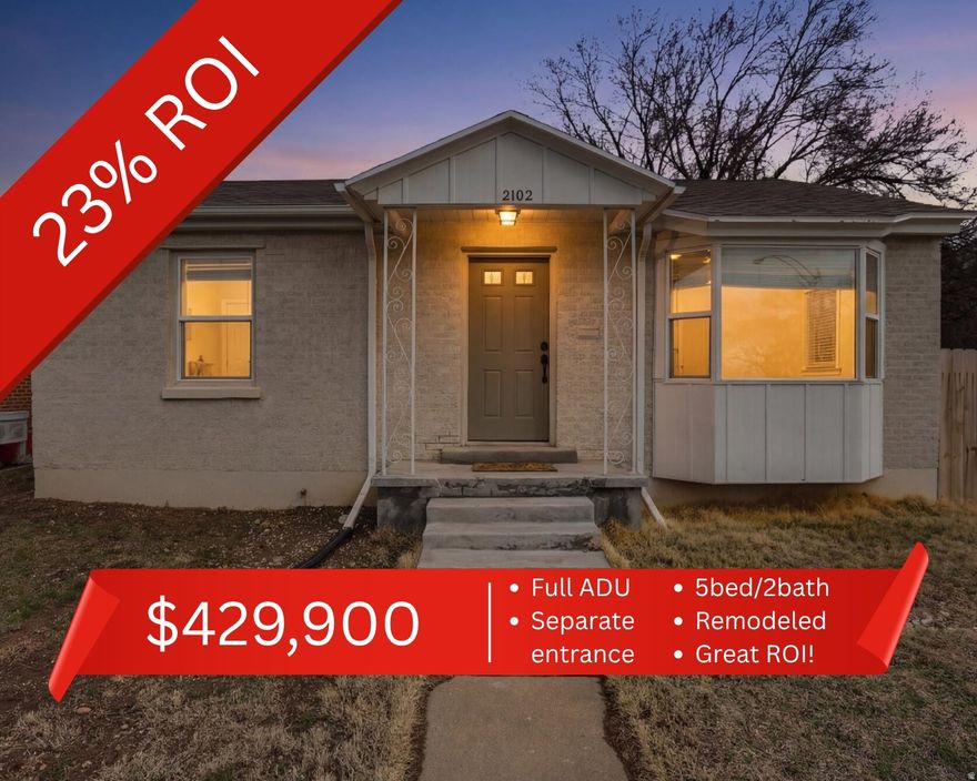 **23% ROI** Rare Turn-Key Investment & Luxury Living on Harrison Blvd! This stunningly remodeled residence offers the ultimate "house-hack" or high-yield investment with a 2-bed, 1-bath ADU currently renting for $1,325/mo. Main floor is also being rented for $1,800/mo. No expense was spared in the 2022 top-to-bottom renovation, providing total peace of mind with a brand-new roof, new main sewer line, new plumbing, and updated electrical. The main home features a designer kitchen boasting sleek quartz countertops and premium stainless steel appliances. Stay cool with updated central AC and enjoy the cost-saving benefits of available secondary water. The location is an outdoor enthusiast's dream: nestled near El Monte Golf Course, the Ogden River, and the mouth of Ogden Canyon. You are minutes away from world-class skiing at Snowbasin, boating at Pineview Reservoir, and miles of premier hiking and biking trails. Whether you're looking for a primary residence that pays for itself or a low-maintenance addition to your portfolio with all major systems recently replaced, this is the one. Schedule your tour today!