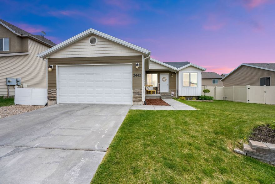 OPEN HOUSE 05-02 from 11-1 PM / Video Tour Attached! / Welcome to this beautifully maintained rambler tucked at the end of a quiet neighborhood in Eagle Mountain, offering both privacy and standout curb appeal. Built in 2013 and meticulously cared for, this home truly shows pride of ownership from the moment you arrive.  Inside, you'll find beautiful flooring, an abundance of natural light, and a layout that feels both open and inviting. Featuring a beautiful kitchen with nice countertops and an upgraded pantry! The fully finished basement adds incredible living space, creating the perfect retreat for movie nights, entertaining, or simply relaxing-it makes the home feel much larger than expected. There is still room to finish one more bedroom in the basement if you would like.   The backyard is fully finished and designed for comfort, offering a peaceful and private setting to unwind. Whether you're enjoying a quiet evening or hosting friends and family, this space delivers.  Additional features include accordion blinds and custom roller shades on the main floor., a water softener, and Jellyfish exterior lighting-giving you the ability to customize your home's look year-round for holidays, game days, or everyday ambiance.  This home truly has it all-location, space, upgrades, and condition. Don't miss your chance to make it yours. All information, including square footage and lot size taken from county records and previous MLS listings. Buyer and buyers agent to verify ALL INFO including HOA information.