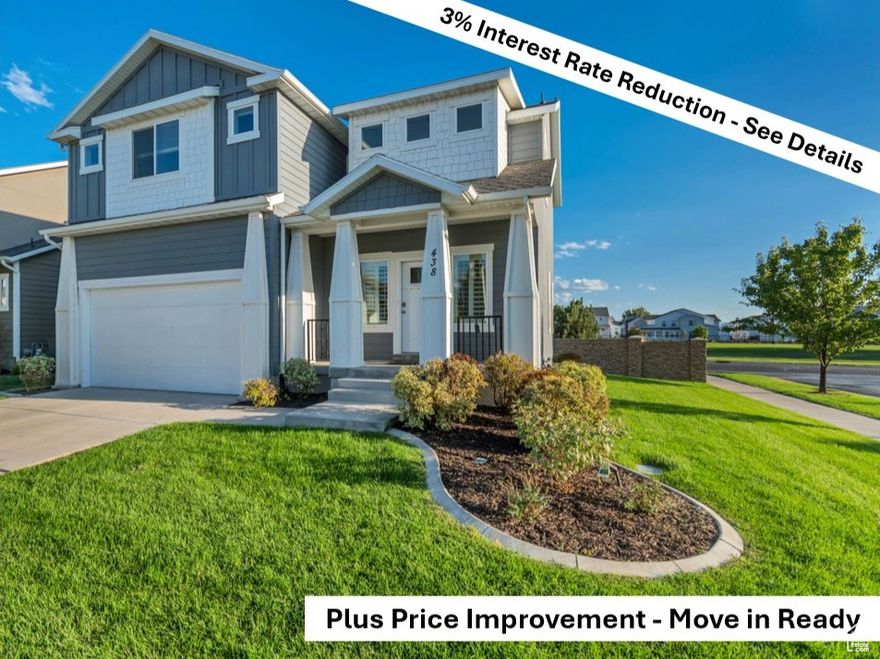 3% INTEREST RATE REDUCTION ON YOUR LOAN at seller's expense in year 1, 2% year 2; 1% year 3! Freshly updated, modern, and move-in ready-with new professional paint throughout! Step inside to a bright, inviting kitchen and dining area that flow seamlessly into the spacious main-floor family room. The finished basement extends your living space with a fifth bedroom, full bathroom, and the second family room-perfect for gatherings with friends, family, or neighbors. Just one street over, you'll find a lush green park with a deluxe playground for added convenience. All this, plus an unbeatable location only minutes from I-15, the FrontRunner station, UVU, and the Utah Lake Shore Trail-where Rocky Mountain High Vistas meet Breathtaking Sunsets over the lake!