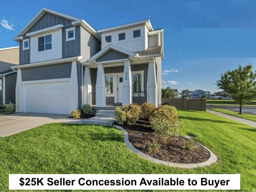 Seller is offering $25,000 in concessions-perfect for a 3/2/1 buydown or any closing-cost or rate-reduction option of the buyer's choice! Freshly updated and move-in ready, this modern home features brand-new professional paint throughoutfor a crisp, clean feel the moment you walk in. Step into the bright, welcoming kitchen and dining area, designed for effortless flow into the spacious main-floor family room-ideal for everyday living and entertaining alike. The fully finished basement expands your living space even further with a fifth bedroom, a full bathroom, and a second family room-perfect for movie nights, hosting guests, or creating a private retreat. Just one street over, enjoy the convenience of a beautiful green park with a deluxe playground. And the location simply can't be beat: only minutes from I-15, the FrontRunner station, UVU, and the scenic Utah Lake Shore Trail-where you can take in sweeping Rocky Mountain vistas and unforgettable sunsets over the lake. This is modern comfort, unbeatable convenience, and incredible value-all in one place.Let this be the home you love coming back to every day.