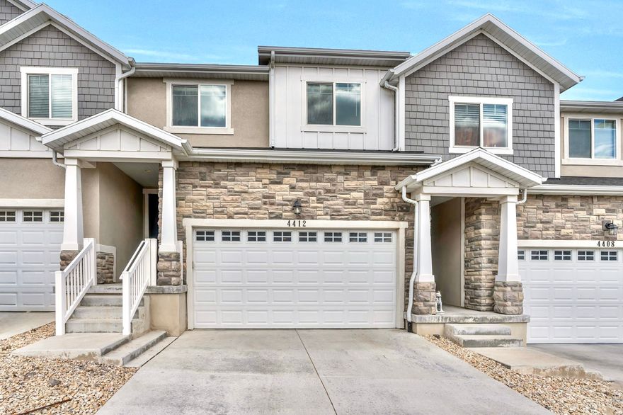 Located in a prime Herriman neighborhood, this well-cared-for townhome offers a great balance of space, comfort, and convenience. With 2,378 square feet, the home includes 4 bedrooms, 2.5 bathrooms, and a functional layout that works just as well for daily living as it does for hosting. Built in 2017, it has a clean, modern feel and is ready for its next owner. Enjoy open views of the mountains and valley, along with quick access to shopping, dining, and everyday essentials. The main living area is bright and welcoming, the kitchen is designed for both style and practicality, and the patio is the perfect spot to relax at the end of the day. Nearby, you'll find grocery stores, coffee shops, restaurants, parks, and trailheads with access to biking and hiking paths. Public transit is close by, and there are multiple schools and educational options within a short distance, including charter, public, and college campuses. **Square footage figures are provided as a courtesy estimate only and were obtained from county records. Buyer is advised to obtain an independent measurement. Buyer to verify all information.. Agent/ Owner