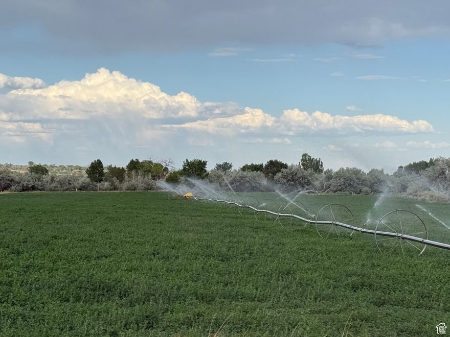 If you are looking for ground for that farm or homestead, look no further. This property has culinary water available, 10 acres of high producing alfalfa, pasture, a free flowing well, frontage on 2 paved county road, and close power. Property includes wheel line and 10 dry gulch water shares.