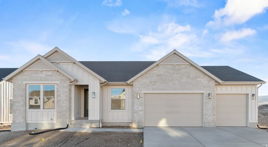 Amazing brand new Da Vinci Traditional rambler in a the popular Holbrook Farms Lehi community! This home includes many features such 9 foot foundation walls, a spacious great room with gas log fireplace, an expanded 3 car garage with exit door and christmas light outlets. The chef's kitchen highlights quartz counters with full height backsplash , bluff maple cabinets, stainless steel gas appliances with double ovens. The bathrooms provide an elegant touch with quartz counters, a walk in shower with tile surrounds and chrome hardware. Other interior features include 2 tone paint, textured walls and roosevelt base & casing. Durable flooring includes carpet, laminate hardwood flooring and tile.  All located near shopping, parks, schools, highway access & more!