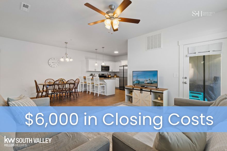 What makes this home special? First off, you'll enjoy peaceful views overlooking the common areas, along with access to a community pool and clubhouse just steps away. You also benefit from Wildflower Lake amenities, including pickleball courts, playgrounds, and a brand-new dog park. Ideally located just off the newly connected Mountain View Corridor, commuting is a breeze while still enjoying a neighborhood feel. As an added bonus, the sellers are offering $6,000 in buyer concessions, which can be used toward an interest rate buy-down or down payment assistance- making this an exceptional opportunity to step into homeownership. Plus, the one-car garage is an end stall, providing extra space and convenience compared to others.