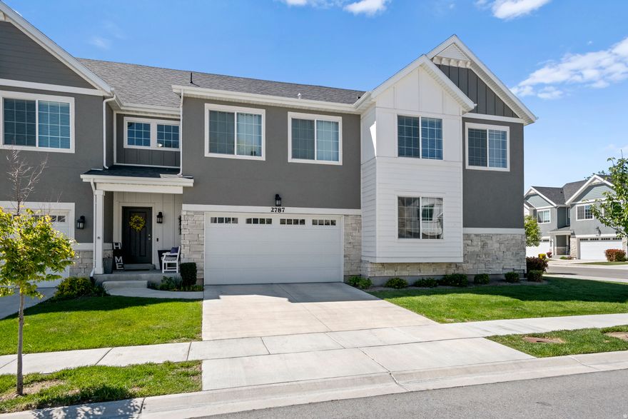 We are pleased to present a well-priced, nearly-new, and charming townhome with excellent access to everything. This original owner chose numerous upgrades when building with Brad Reynolds in 2020: Gas stove, additional canned lights and outlets, the highest carpet pad option, open stair railing (6k upgrade), plumbing for a water softener, shaker maple slate kitchen cabinets, nantucket driftwood laminate (5k upgrade), and herringbone patterned tile in the baths. The result is luxurious quality and beauty throughout. Furthermore, our Seller then finished the basement With options: Washer/dryer combo hook-up in downstairs closet, kitchenette (there is a small fridge and hot plate, but these could easily be swapped for a larger fridge and stove), bedroom, living space, and full bathroom. Ample storage under the stairs, in the utility room, and built into the garage. Garage is wired to open and close with the MyQ app (no subscription needed) so you will never accidentally leave your garage door open! Home is light and bright with classy, modern colors and finishes. Backyard has the perfect patio for relaxing and grilling, but is also fenced for your pets. Easy access out back gate to the common green area complete with covered picnic tables and space to play. Community also includes a playground. The Villages at 27th townhomes go under contract quickly (the last 2 were each UC in less than a week) so hurry over today. And welcome home to your private, peaceful sanctuary at last.