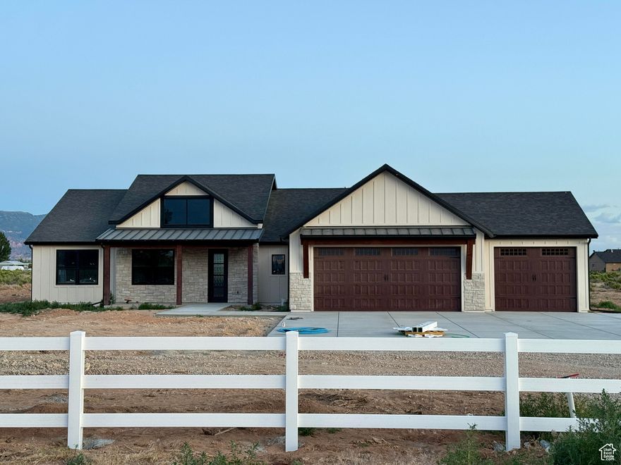 Almost Complete! This stunning new home on the north end of Cedar City is nearly finished, and updated photos will be added soon! What truly sets this property apart? 5 full acres of land-plenty of space for animals, recreation, or simply room to breathe. Properties like this are incredibly rare: a beautiful, modern home paired with generous acreage in such a desirable location. Whether you're dreaming of a hobby farm, equestrian setup, or just a little extra elbow room, this property delivers. Stay tuned for final updates-this one won't last long!