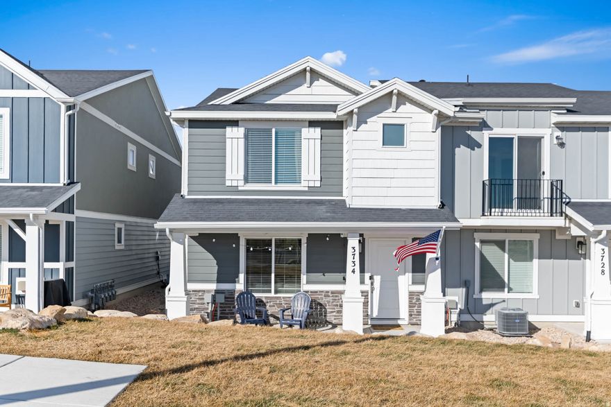 AMAZING Townhome in the heart of Lehi! Model home show quality. You will not be disappointed by the home and amazing location. Close to parks, walking trails, pickleball, swimming pool, basketball court and clubhouse! Some furniture and appliances are negotiable. Minutes to Redwood and I-15. Wonderful Townhome with 2 car garage and extra parking. Alarm system installed (would need to be set up with a provider). Smart thermostat included (app controlled), close to Jordan River Trail and Willow Dog Park, water softener hookup ready and radon system. Family room TV excluded, TV wall mount included.  Info provided as a courtesy, buyer to verify all info.