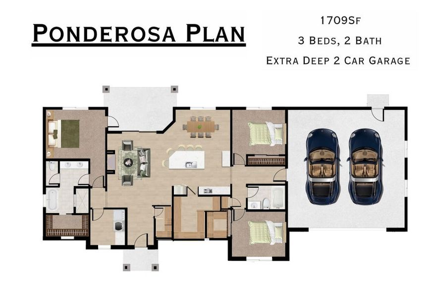 Call today for more information on this beautifully built 3-bedroom, 2-bath home with a spacious 2-car garage-plenty of room for vehicles, storage, or gear for your next adventure. Built with energy-efficient 2x6 construction, this home delivers better insulation, durability, and long-term value. Step inside to an open-concept layout where natural light fills the living spaces. The kitchen is designed to impress with upgraded cabinetry, solid-surface countertops, and stainless steel appliances. Perfect for entertaining, the living and dining areas flow effortlessly, offering a clean, modern feel. 15k seller paid rate buy down. The primary suite is a relaxing retreat, complete with a walk-in closet, double vanity, and a walk-in shower. All bedrooms are generously sized with excellent closet space, and the home is finished with quality craftsmanship throughout from the trim to the fixtures.