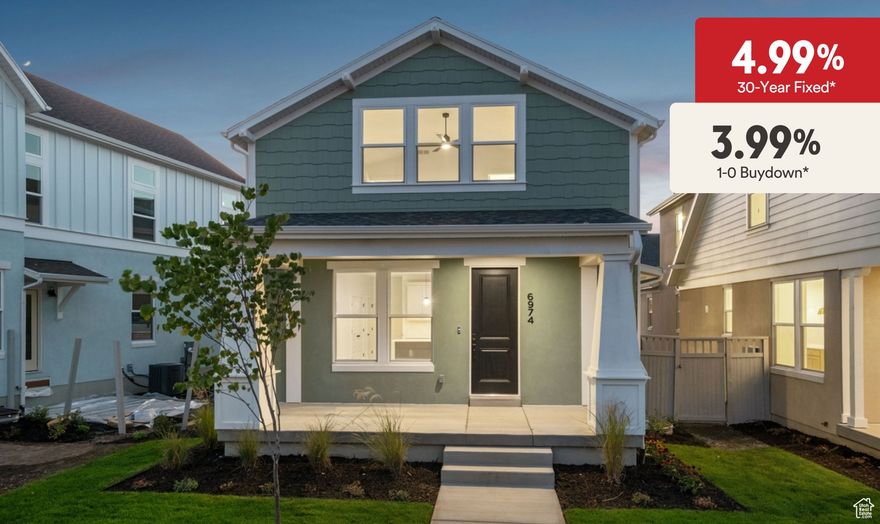 **3.99% RATE BUYDOWN: Qualifies for 3.99% for the first year and 4.99% PERMANENT buydown!! (call agent for details)** Welcome to the Fairview - where comfort, style, and community come together. Ideally located just around the corner from The Watercourse and a community park. Enjoy enhanced privacy and and open feel thanks to the community green space directly in front of the home, creating a scenic, park-like setting right outside your door. A spacious west facing front porch invites you to relax and take in the peaceful mornings or stunning evening skies, while a side patio offers a more secluded outdoor area- perfect for letting out the dog and grilling in the summer. Inside, the dining room features a custom built-in banquette, adding charm and functionality. The vaulted ceiling in the primary suite adds a touch of grandeur, and a gas range makes the kitchen a delight for home chefs. You'll also find premium touches throughout: upgraded flooring and finishes, a 220 outlet in the garage for an electric vehicle or tools, and convenient roll-out trash drawers in the kitchen. Plus, with a 2-year builder warranty and a 10-year structural warranty, you'll enjoy lasting quality and peace of mind for years to come! Schedule a showing today and don't miss the opportunity to own this beautiful home in Daybreak! ***Model Home Sales office located at: 6656 W Key Largo Way. Buyer and buyer's agent to verify all information.