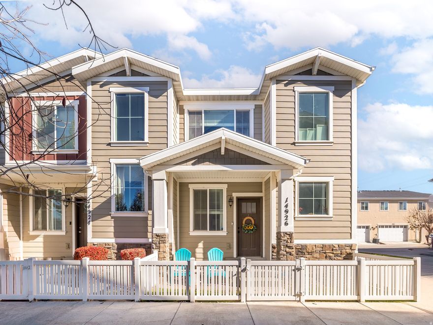 This end-unit townhome is designed to maximize natural light and living space. LVP flooring flows throughout the main level, complemented by extra-tall cabinets worth noting. A spacious primary suite and unfinished basement offer comfort now and flexibility for the future. The fold-up garage workbench maximizes parking space when needed. Its location within the community creates an unmatched sense of privacy, while remaining close to the Jordan River Trail, Day Ranch Park, I-15 access, and The Point development. Buyer to verify all.