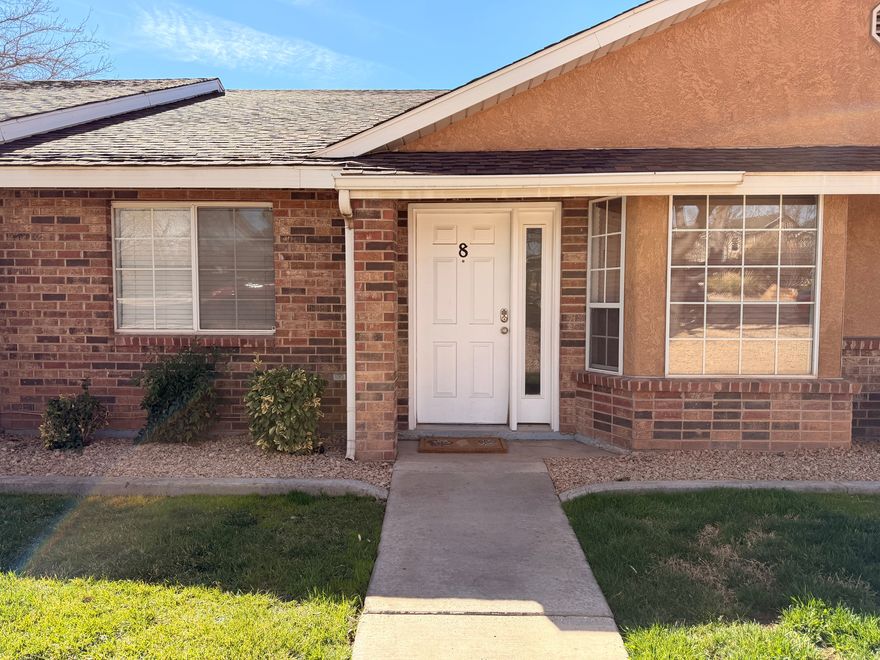 Tenant has a lease in place until May of 2026. This must be honored. Square footage figures are provided as a courtesy estimate only.  Buyer is advised to obtain an independent measurement. Beautifully updated, new paint, appliances, flooring, cabinets, countertops, water heater, A/C, carpet, toilets, showers, lighting, all brand new in the last 4 years. This charming home features a bright, openconcept layout with vaulted ceilings and modern finishes throughout. The spacious living room flows seamlessly into the dining area and fully remodeled kitchen, complete with crisp white cabinetry, subway tile backsplash, stainless steel appliances, and a large center island-perfect for entertaining. The oversized primary suite offers plenty of natural light, direct access to the private patio, and a generous walkin closet with builtin shelving. A second wellsized bedroom and beautifully updated bathroom with tiled shower surround provide comfort for guests or family. Additional highlights include fresh flooring, recessed lighting, ample storage, and a cozy fenced outdoor area ideal for relaxing or smallpet space. Centrally located in the heart of St. George, right next to Utah Tech University. This home is the perfect blend of comfort, style, and convenience-don't miss it!