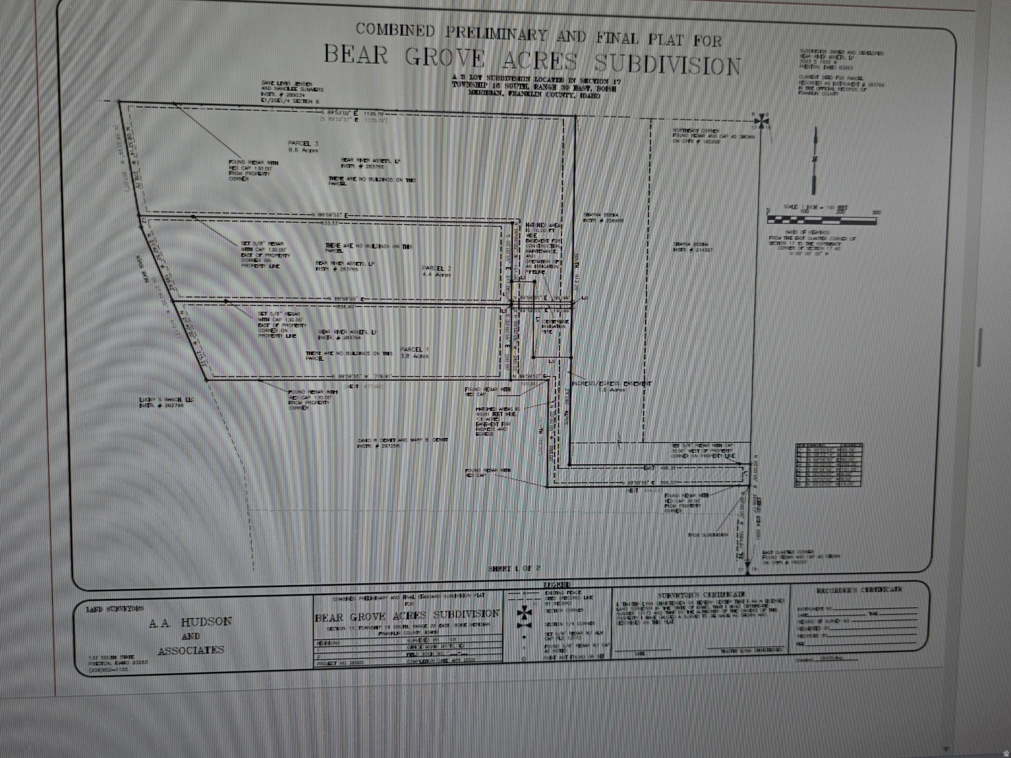 Preliminary and Final Plat. Outlining the subdivision of the property into parcels