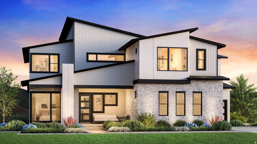 Deluxe modern design. The Fairbanks' welcoming stepped covered entry flows into the two-story foyer, with views of the two-story great room and desirable luxury outdoor living space beyond. The well-equipped kitchen overlooks a bright formal dining room, and is enhanced by a large center island, ample counter and cabinet space, and sizable walk-in pantry. The stunning primary bedroom suite is enhanced by an enormous walk-in closet and deluxe primary bath with dual vanities, large soaking tub, luxe glass-enclosed shower with seat, linen storage, and private water closet. Spacious secondary bedrooms feature roomy walk-in closets, one with private full bath, the other with shared full hall bath with separate vanity area. Additional highlights include a generous second floor loft; versatile flex space off the dining room; expansive sliding glass doors, and a fully finished basement.