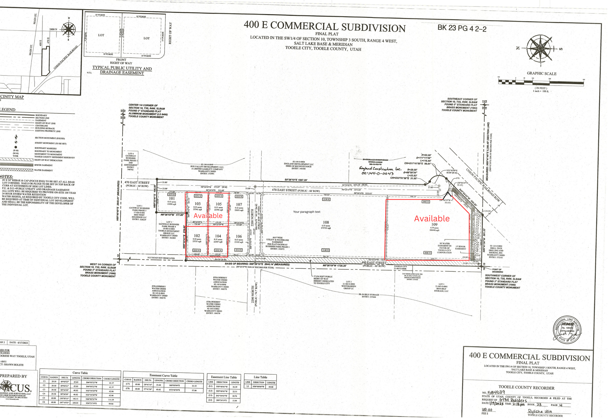 400 E COMMERCIAL SUB - Land
