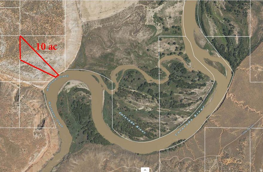 10 ac. of Westwater river front property. Yes, this land is about 1-mile below the Ranger Station on river right across from the 1st large sandy beach you come to for lunch or camping. It's up stream from the Dolores River. Great views, a locked combo gated at the entrance of the dirt road which takes you to the property. Community shared well. Neighbor has power to their property. This is the property that had a Tee Pee on it in the late 80's. More photos to follow next week. All information herein is deemed reliable but is not guaranteed. Buyer is responsible to verify all listing information, including acreage, to buyer's own satisfaction. Acreage figures are provided as a courtesy estimate only and were obtained from county records. Buyer is advised to obtain an independent measurement.