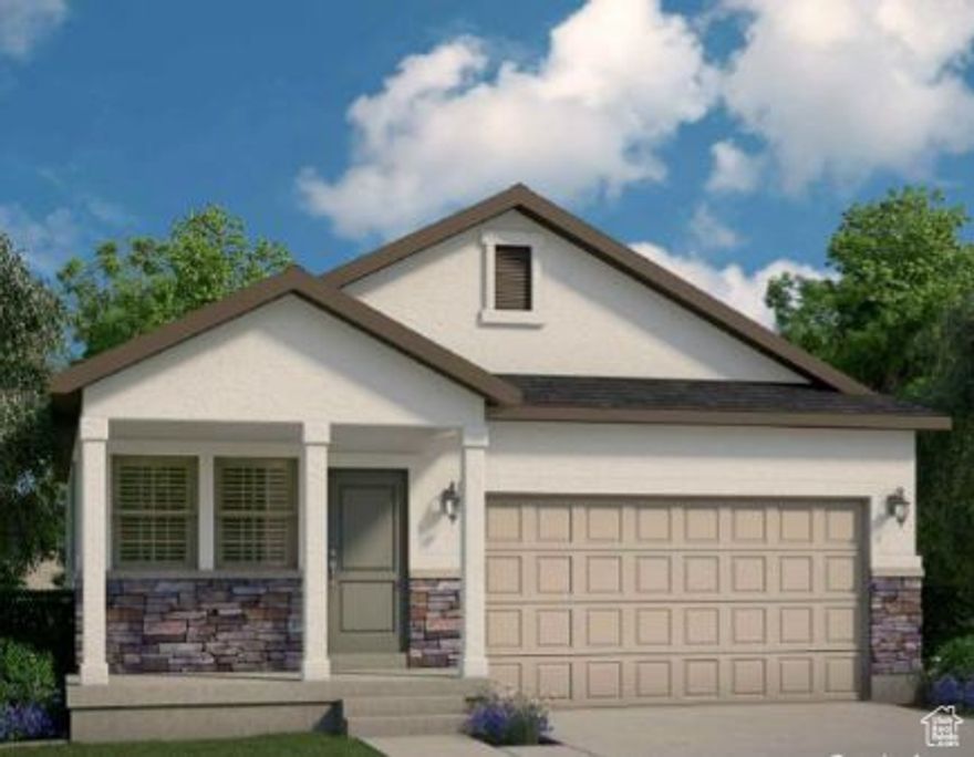 This Grady cottage home offers a thoughtful blend of style and efficiency all in a great community! Features include a tankless water heater, energy-efficient options, and Christmas light outlets for convenience. The kitchen is designed with white laminate cabinetry, quartz countertops, and stainless steel gas appliances, creating a sleek and modern space for cooking and entertaining. Durable laminate hardwood flooring flows throughout the main living areas, complemented by vinyl tile and carpet in designated spaces. The owner's bathroom is a highlight, featuring a spacious walk-in shower with glass doors and satin & brushed nickel hardware. Craftsman base and casing add timeless character to this home's interior. Comes with front yard landscaping that is maintained by the HOA for easy care living.
