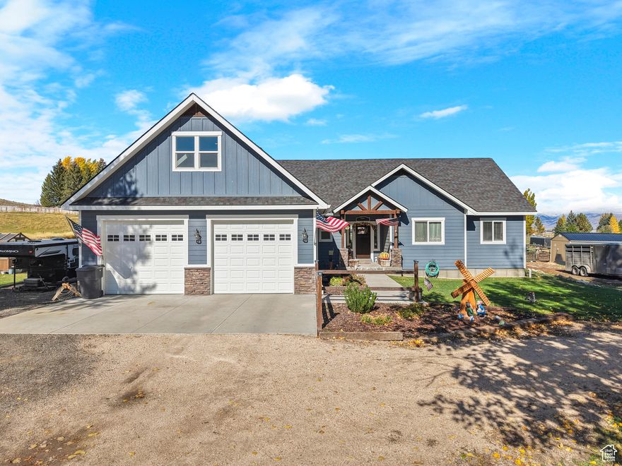 Beautiful Home on over an acre in Bloomington, Idaho. Built in 2019, this stunning 2,712 sq. ft. home sits on 1.17 acres and offers 3 bedrooms, 2.5 bathrooms, and a spacious bonus room above the garage. Featuring quality finishes throughout, including custom cabinetry, granite countertops, and LVP flooring. The cozy wood-burning fireplace creates the perfect gathering spot for chilly evenings. Enjoy plenty of space for horses, outdoor toys, or a future shop. Located just 15 minutes from Bear Lake's North Beach, and with direct access to Bloomington Canyon, you can ride your snowmobiles or ATVs right from your property to hundreds of miles of forest and groomed trails. Don't miss this rare opportunity to own an almost-new home on over an acre in the peaceful community of Bloomington, Idaho!