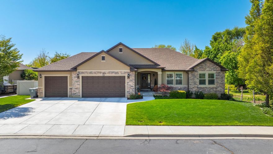 Beautiful custom rambler in the heart of American Fork. This unique location, on a quiet dead end street surrounded by agricultural land, gives a country feel with all the conveniences of city living. Enjoy an open floor plan with large windows and tons of natural light, beautiful new LVP flooring, and many recent upgrades including plantation shutters throughout, Euroglass doors and matching granite in all baths, refinished driveway and sidewalk, double water heaters, soft water system, whole home fan, new gutters with gutter guards, and more. You'll love the private backyard, patio area, and unobstructed mountain views along with close proximity to Art Dye Park, Fox Hollow Golf Course, Murdock Trail, schools, shopping, and dining. Incredible home, serene location, and the BEST neighbors. Schedule your private showing today. *Square footage figures are provided as a courtesy estimate only and were obtained from county records. Buyer is advised to obtain an independent measurement.