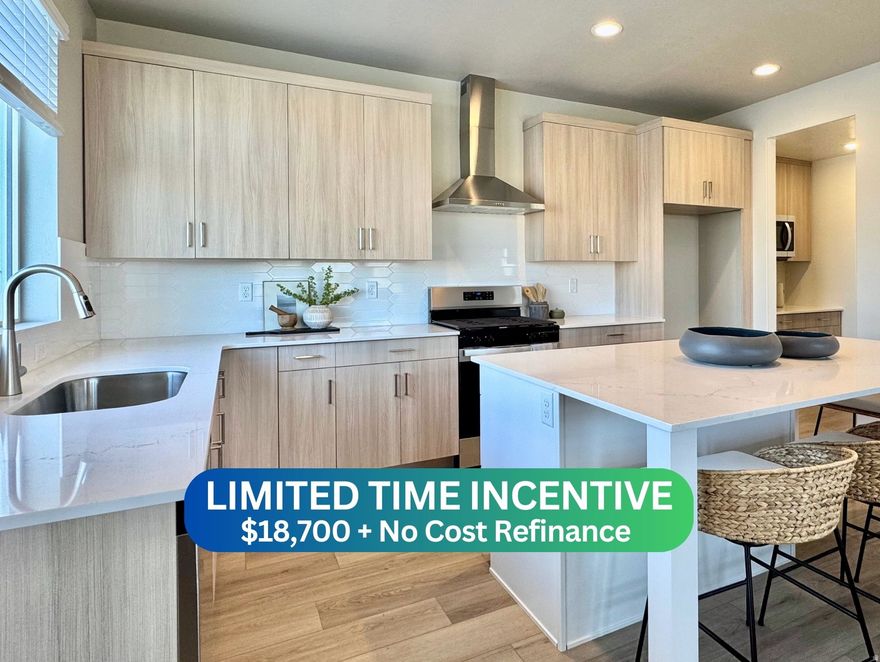 Sleek, modern, and spacious! These brand-new 2025 townhome designs feature a huge hybrid kitchen with butler's pantry, an impressive primary suite with oversized bedroom, bath, and closet, and best-in-market style throughout. With three bedrooms, three bathrooms, a large two-car garage, private patio, and an industry-leading home warranty, all within the incredible master-planned community of JDC Ranch, you won't find a better place to call home. ***$18,700 Incentive + No Cost Refinance with use of preferred lender*** This unit is expected to complete in March. Photos are of an existing, comparable unit. Colors and finishes to vary slightly from those shown in these images. Square footage figures are based on building plans and are provided as a courtesy estimate only. Buyer is advised to obtain an independent measurement.