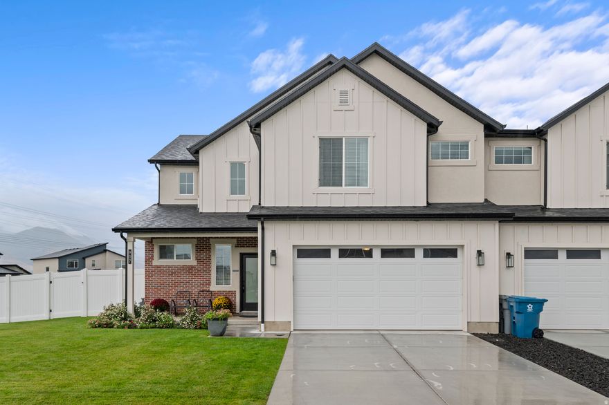 Welcome to this beautifully designed home in the heart of American Fork! Featuring 3 spacious bedrooms, 2.5 baths, and a versatile loft/flex space, this home offers the perfect blend of comfort and functionality. The open-concept main floor is filled with natural light and showcases a stunning kitchen complete with white cabinetry, stainless steel appliances, and a large island with seating. The inviting living area flows seamlessly into the dining space, making it ideal for both everyday living and entertaining. Upstairs, the primary suite offers a relaxing retreat with a private bath and walk-in closet, while the additional bedrooms and loft provide plenty of room for work, play, or guests. Enjoy the fully fenced yard with room to gather and play, plus the convenience of a prime location near schools, shopping, dining, and easy freeway access. Don't miss the opportunity to make this stylish, move-in-ready home yours! Buyer/Broker to verify all information. Seller is related to the listing agent.
